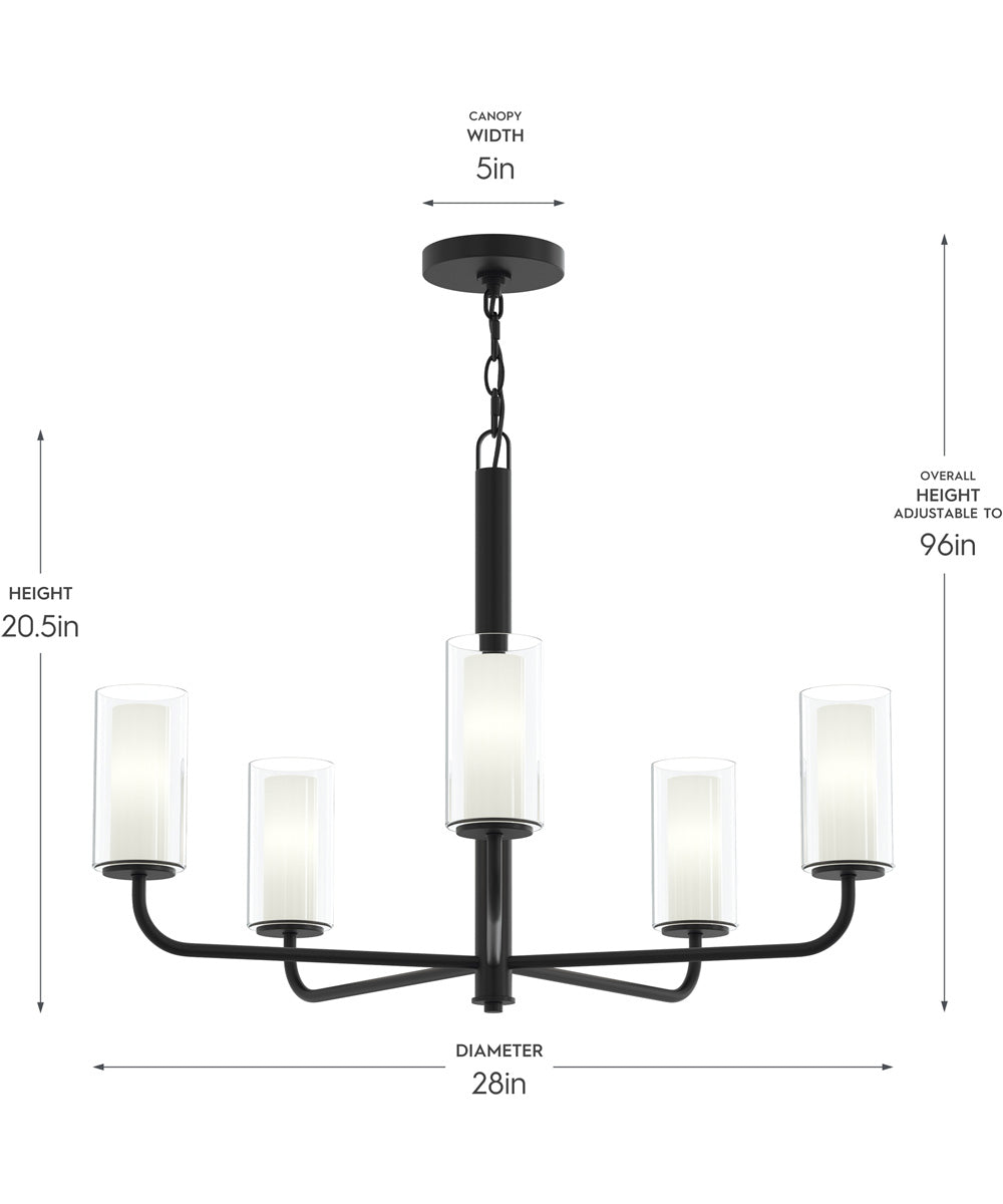 Mack 5-Light Chandelier with Layered Glass Shades Matte Black