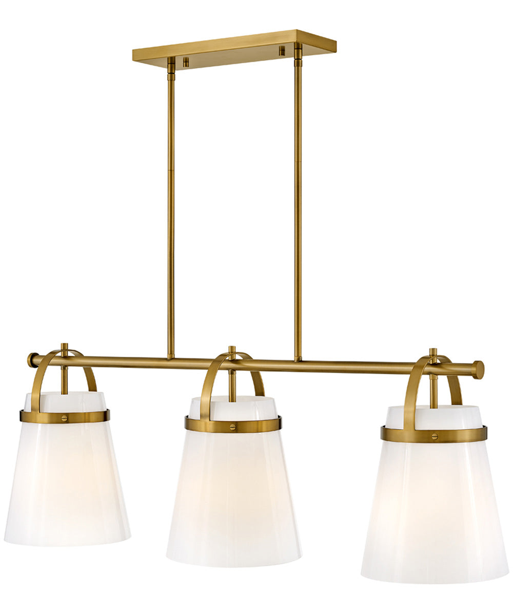 Tori 1-Light Large Three Light Linear Chandelier in Lacquered Brass
