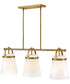 Tori 1-Light Large Three Light Linear Chandelier in Lacquered Brass