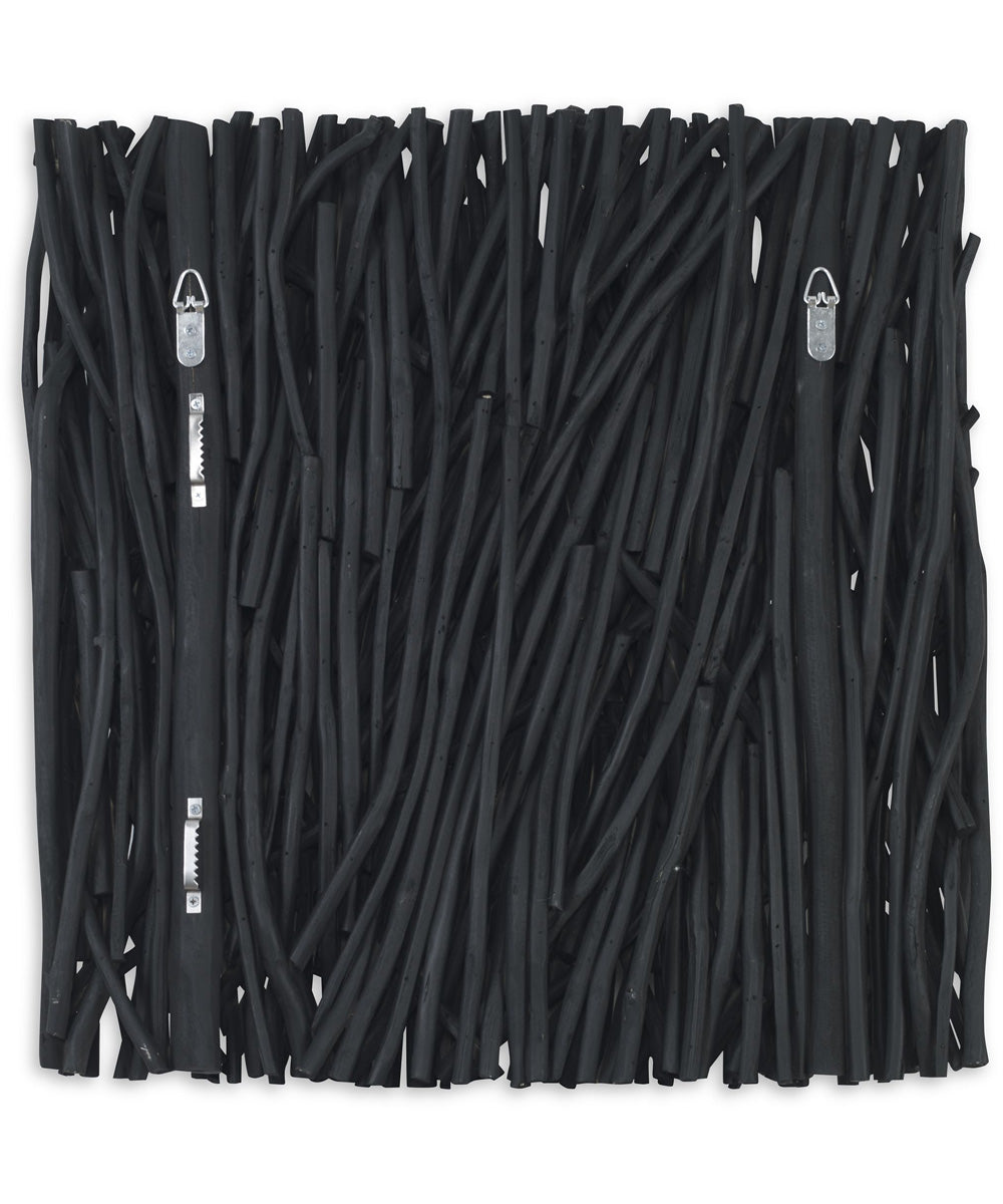 Gathered Teak Square Black Wood Wall Decor