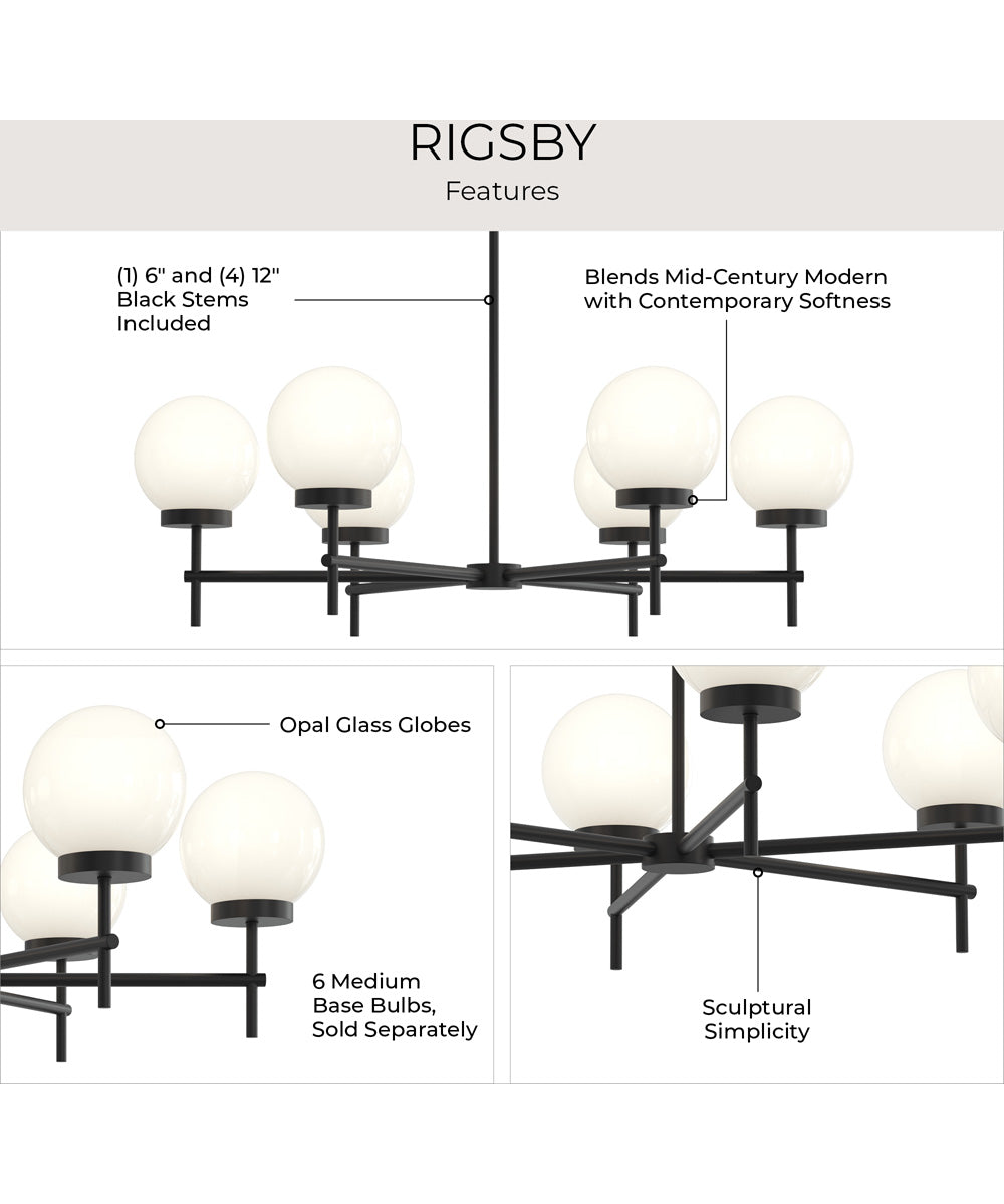Rigsby 6-Light Medium Chandelier Matte Black