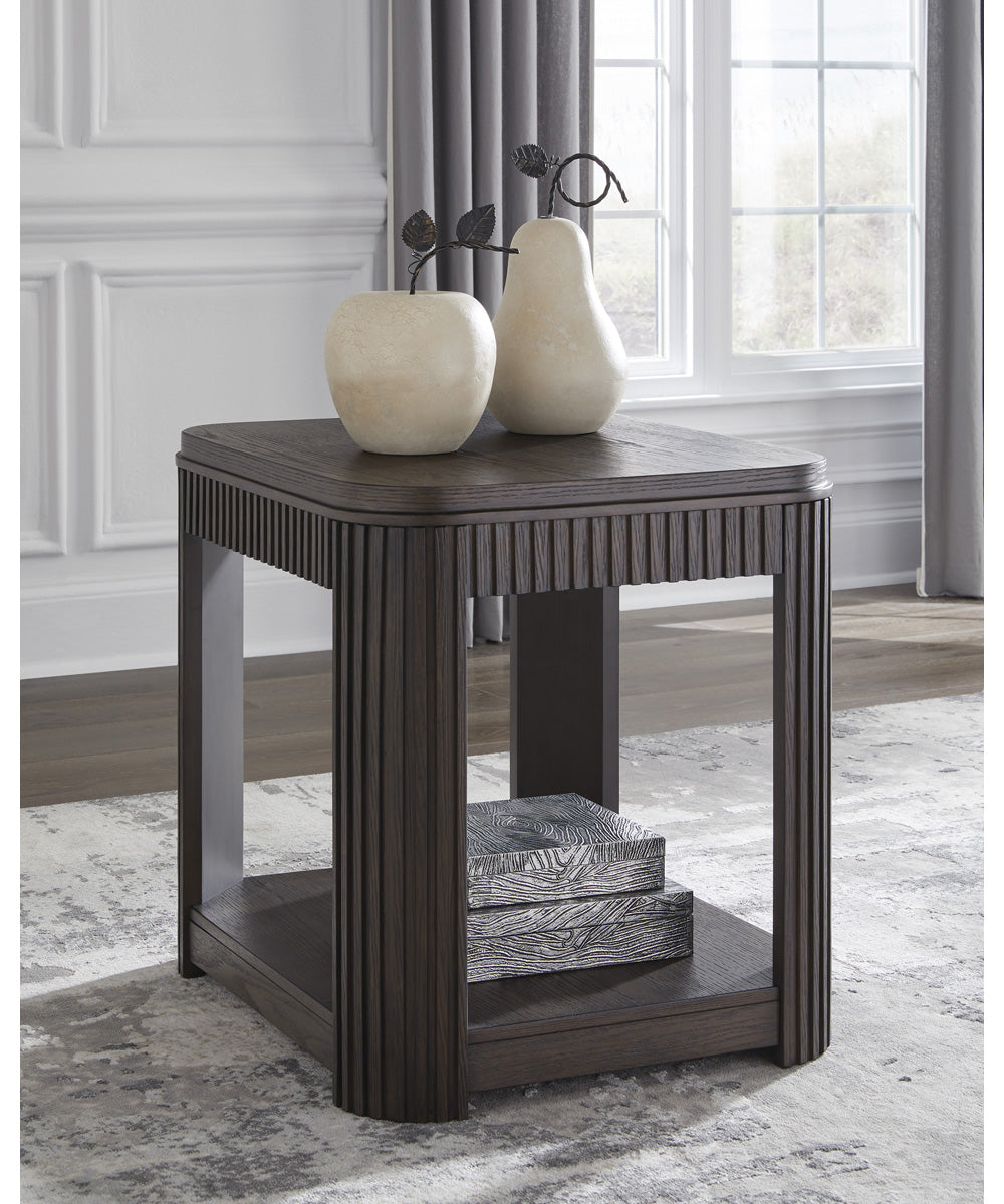 Carlibrie Rectangular End Table Warm Brown