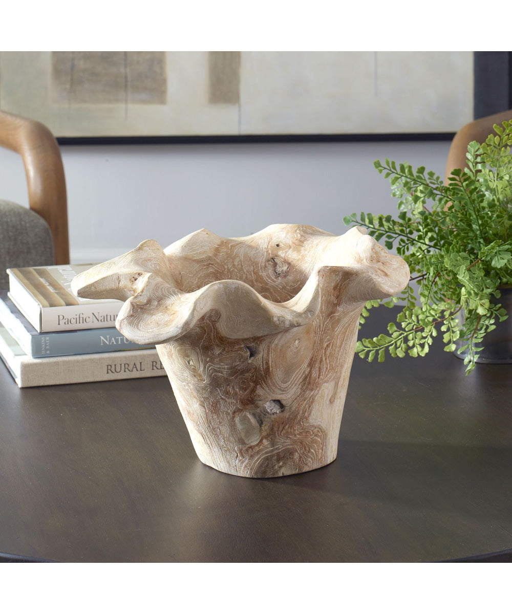 Teak Flow White Wash Outdoor Bowl