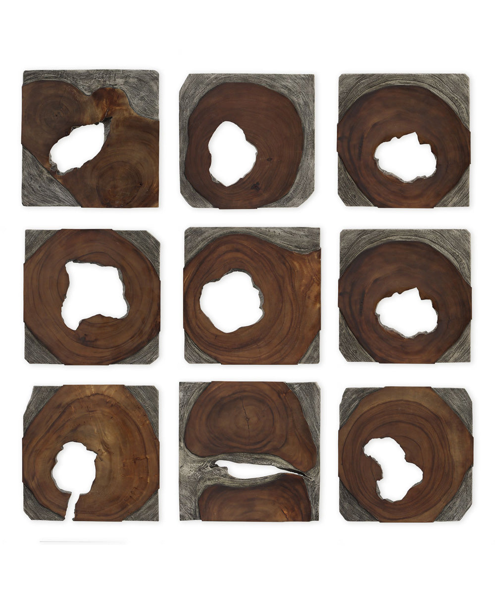 Jungle Wood Paneled Wall Art, Set/9