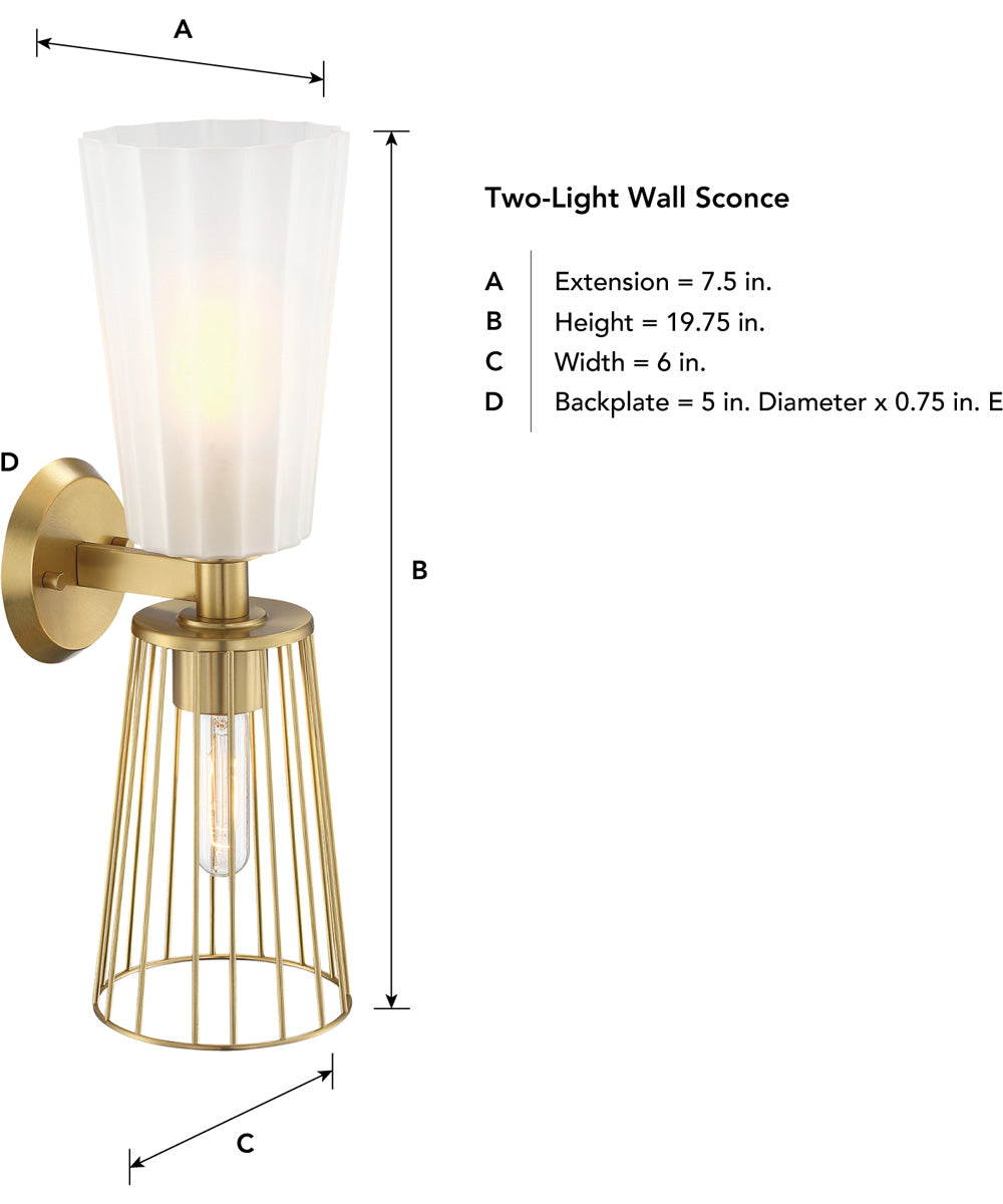 Liana 2 Light Wall Sconce Brushed Gold
