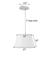 17" W 2 Light Pendant White Shantung Shade with Diffuser, White Cord