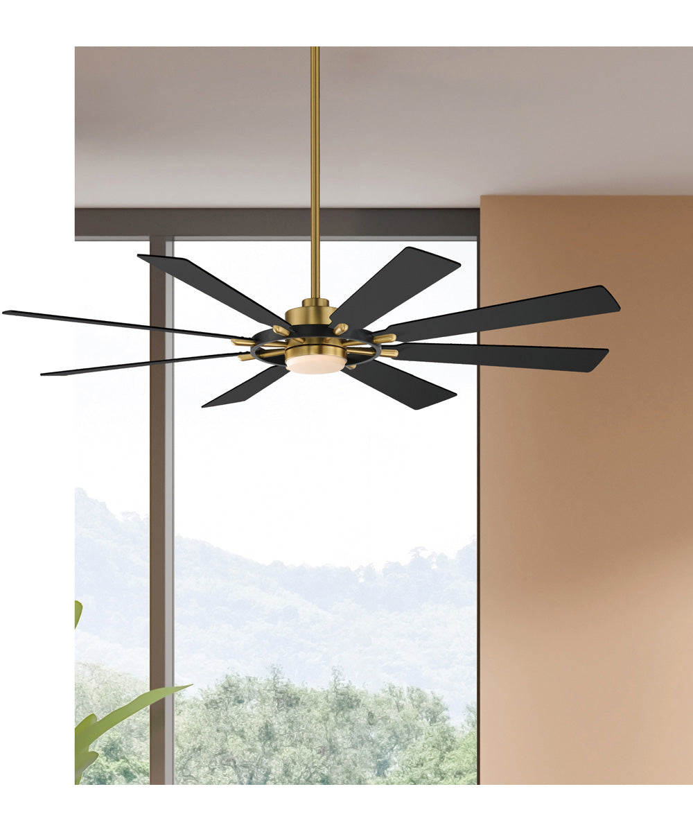Helm 72 inch Indoor Fan w LED Light Kit Black / Natural Aged Brass