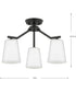 Vertex 3-Light Etched White Convertible Chandelier Matte Black