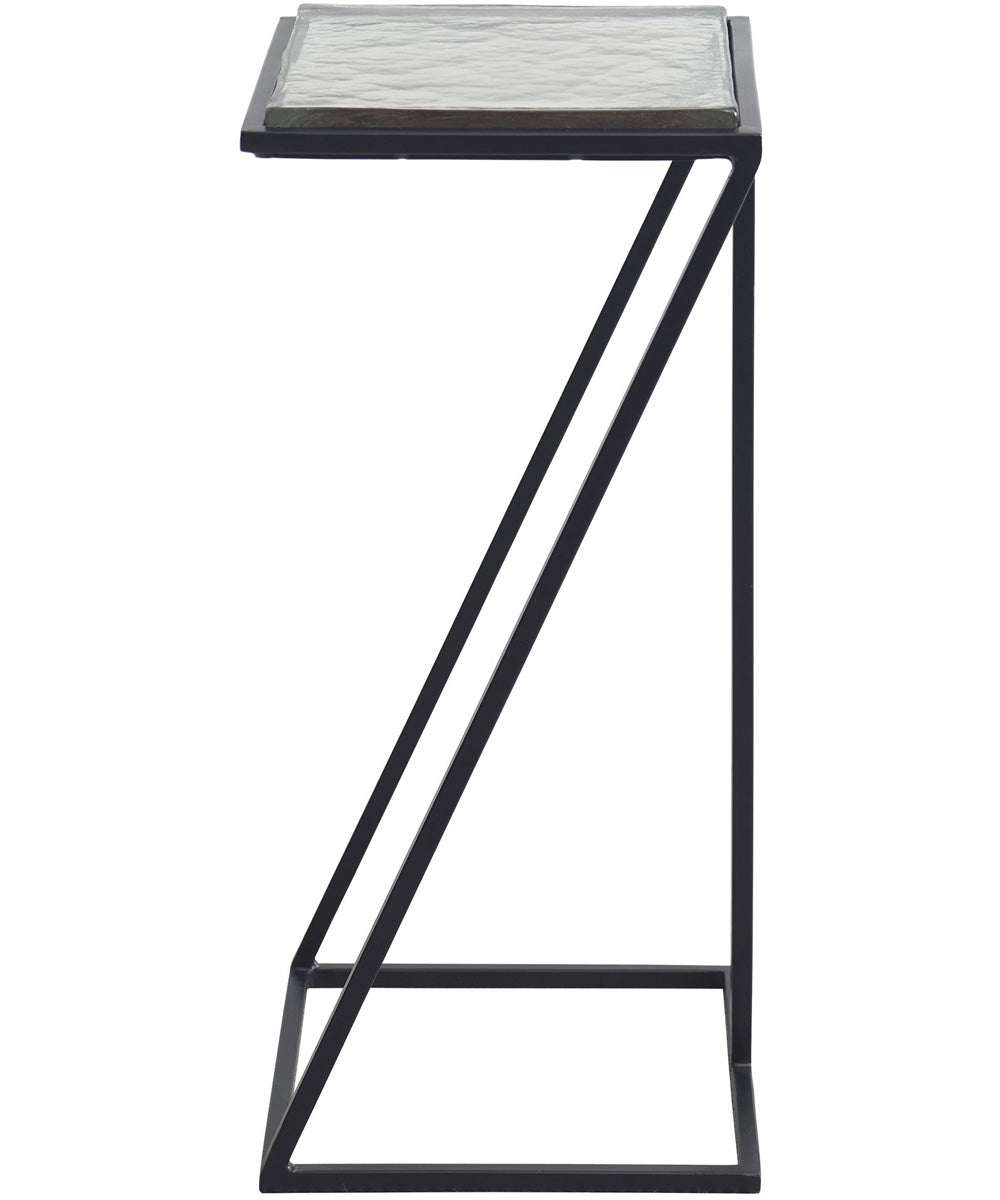 Accent Table in Black with Thick Glass Top