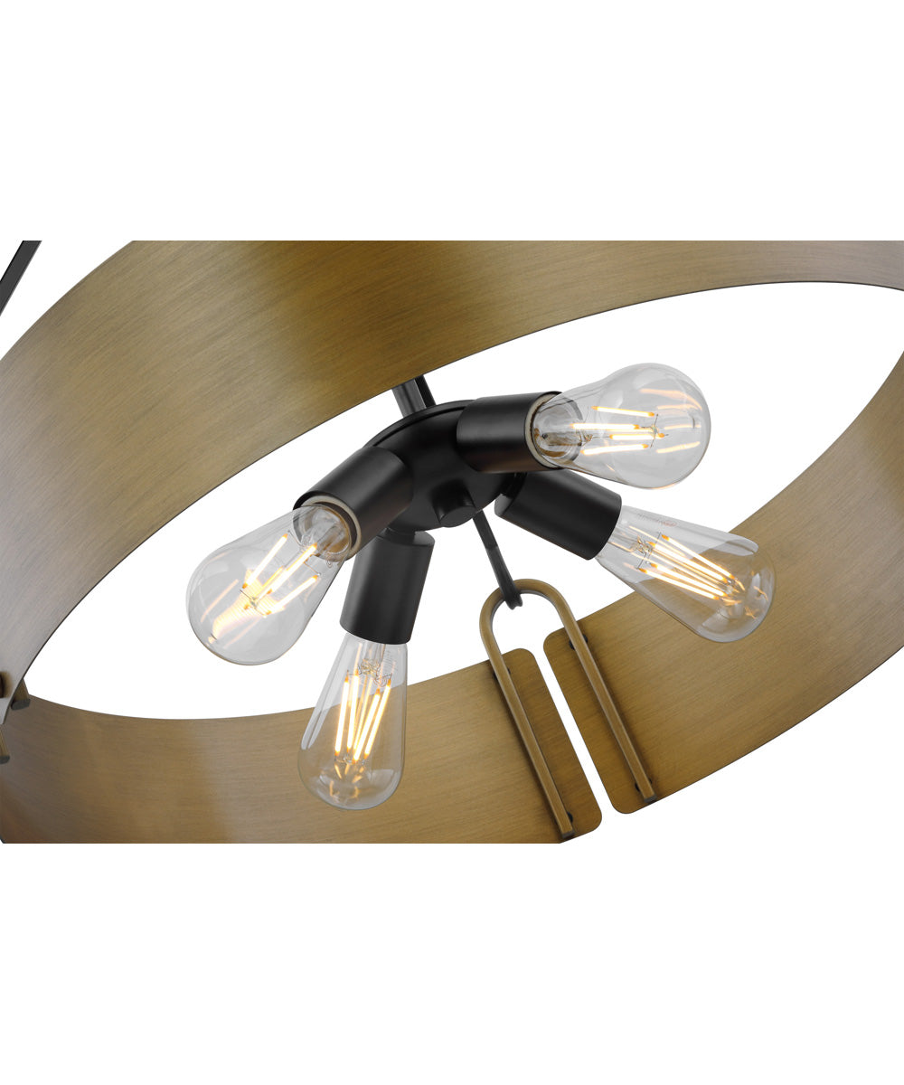 Halter 4-Light Pendant Matte Black / Natural Brass