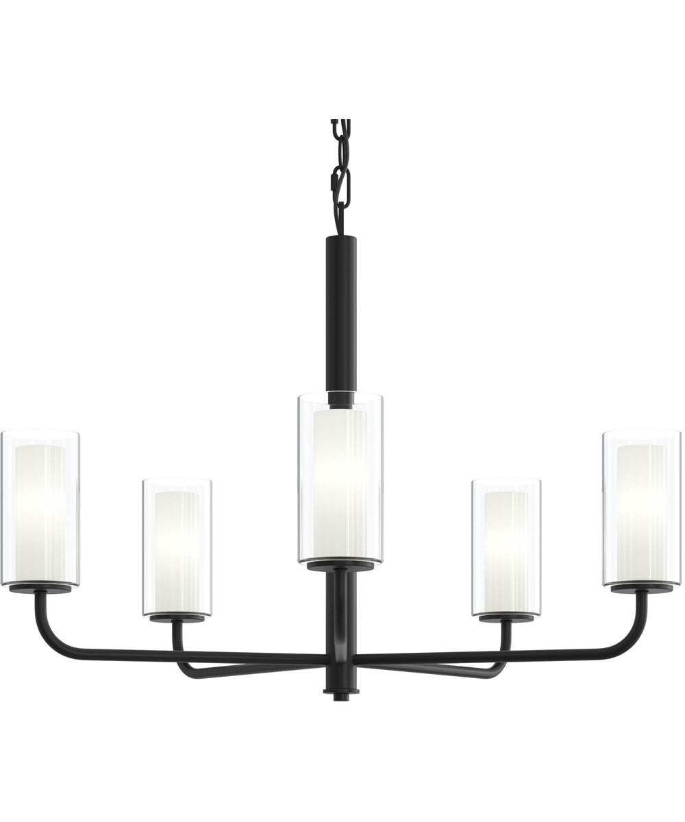 Mack 5-Light Chandelier with Layered Glass Shades Matte Black