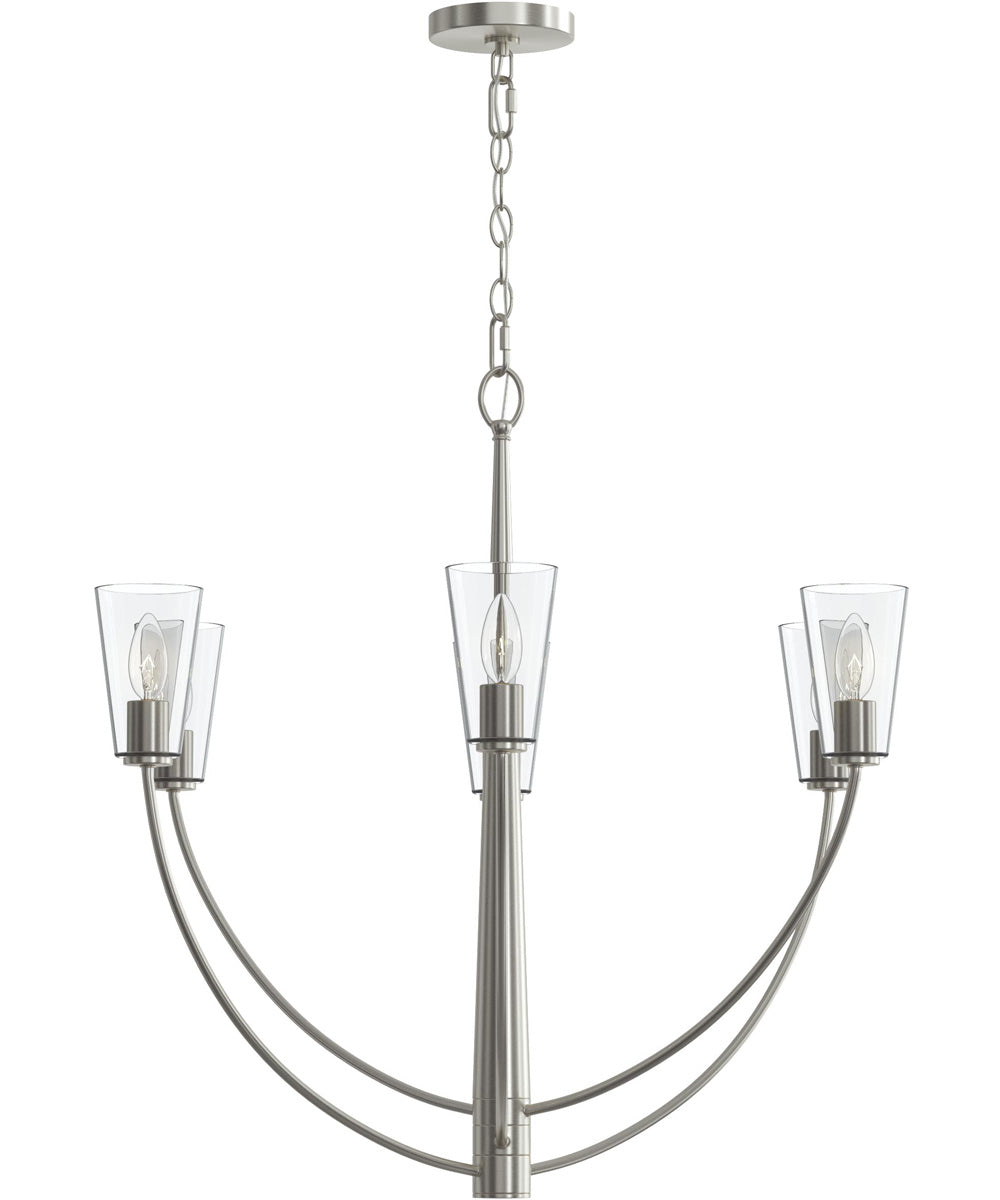 Jheni 6-Light Chandelier with Clear Glass Shades Brushed Nickel