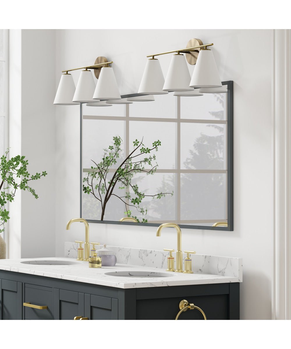 Charlie 3-Light Vanity Matte Brass and White
