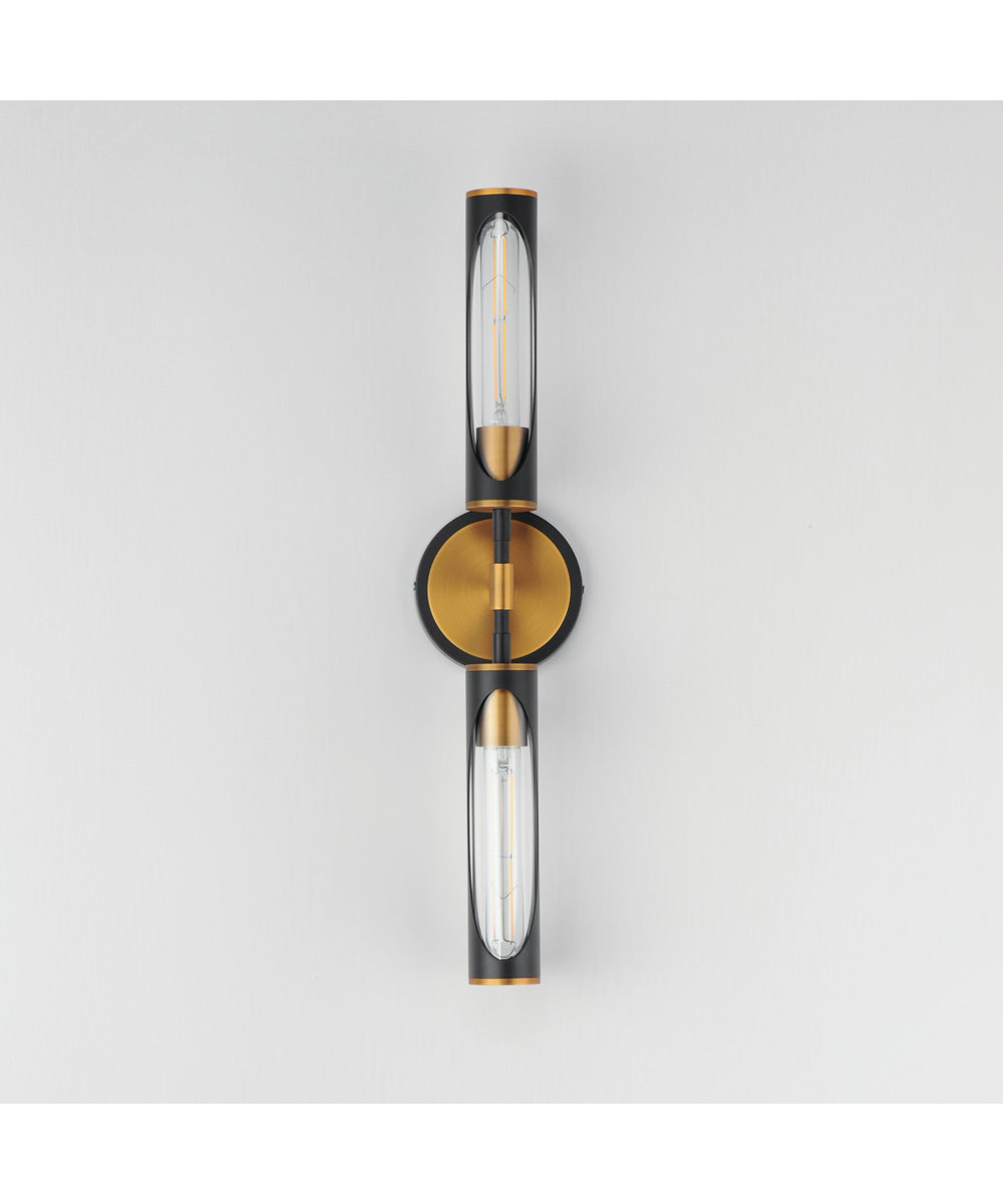 Regent 2-Light Bath Vanity Black / Antique Brass