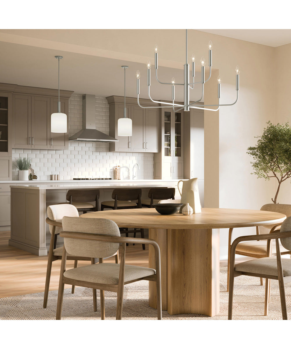 Reines 1-Light Pendant with Opal Glass Shade Brushed Nickel