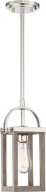 15"W Bliss 1-Light Pendant Driftwood / Polished Nickel Accents
