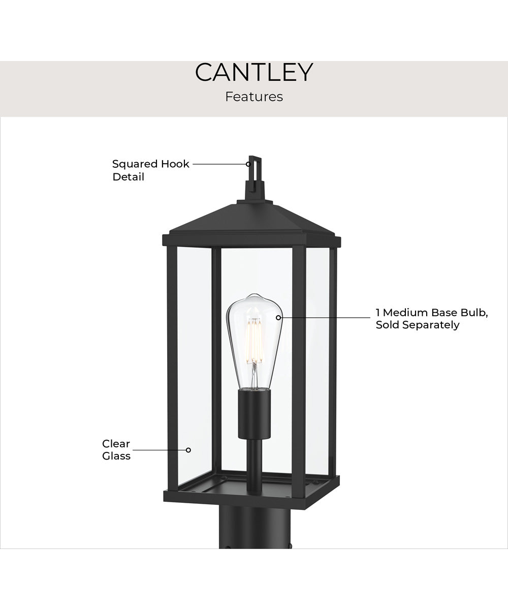 Cantley Outdoor Post Mount Lantern Light with Clear Glass Panels Matte Black