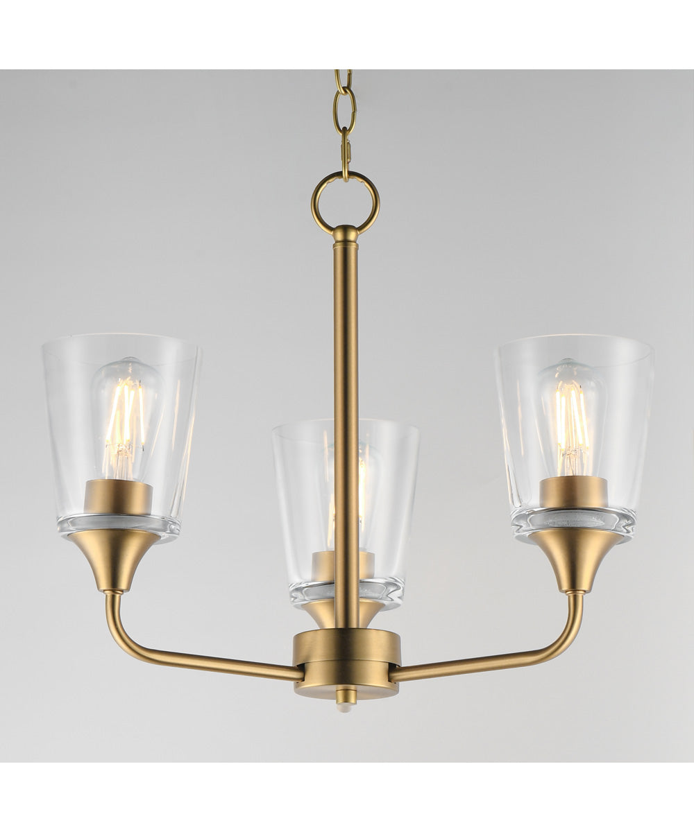 Hudson 3-Light Chandelier Natural Aged Brass