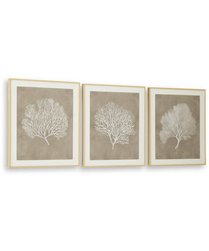 Hendridge Wall Art Set Set of 3 Taupe/White