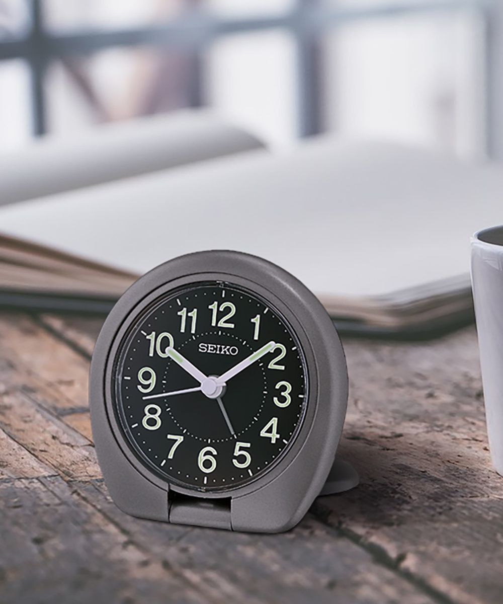 OPEN BOX Travel Alarm Clock Sakai Metallic Dark Silver