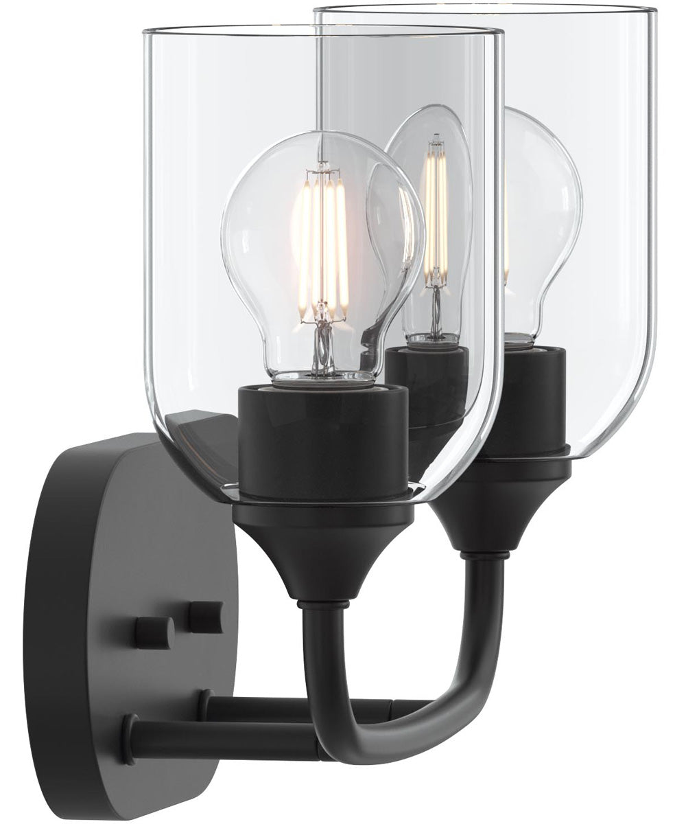 Ilia 2-Light Bath Vanity with Clear Glass Shade Matte Black