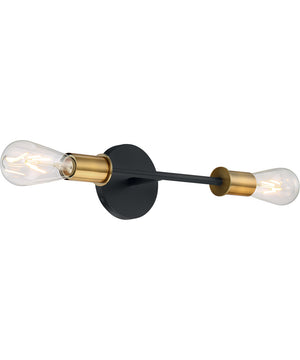 5"W Ryder 2-Light Vanity & Wall Black / Brushed Brass