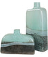 Fuze Aqua & Bronze Vases, Set Of 2
