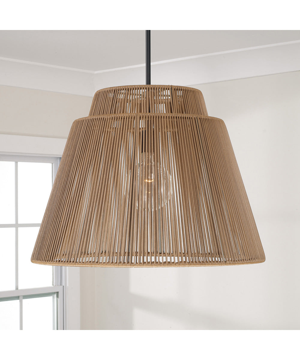 Jasper 1-Light Outdoor Hanging-Lantern Sienna and Black