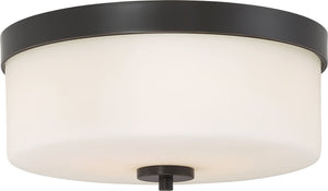 14"W Denver 2-Light Close-to-Ceiling Mahogany Bronze
