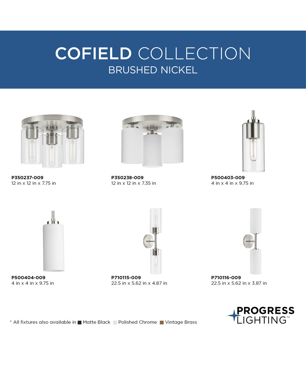 Cofield 12 in. 3-Light Flush Mount P350237 Brushed Nickel