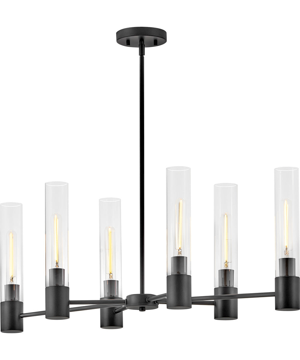 Shea 6-Light Small Linear Chandelier in Black