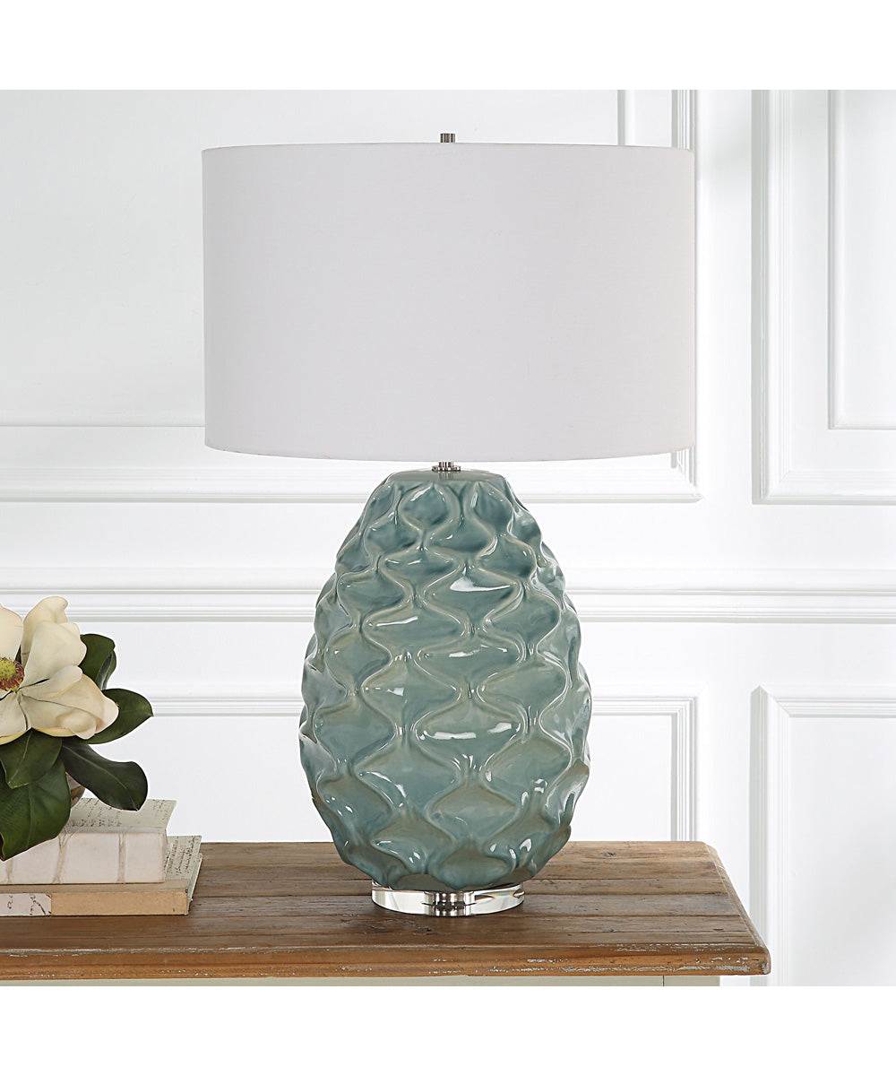 Laced Up Sea Foam Glass Table Lamp