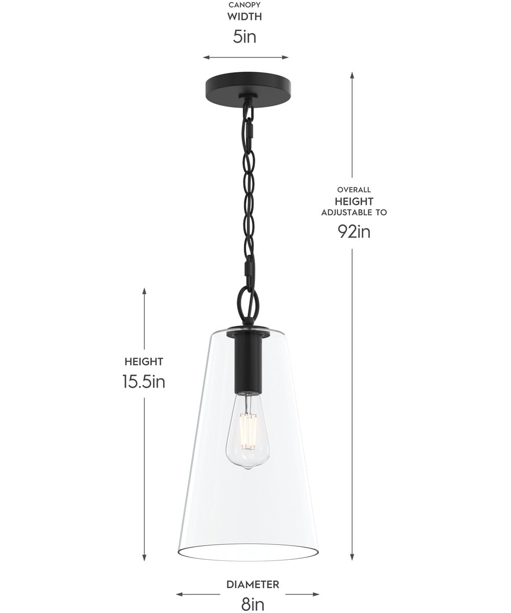 Jheni 1-Light Pendant with Clear Glass Shade Matte Black