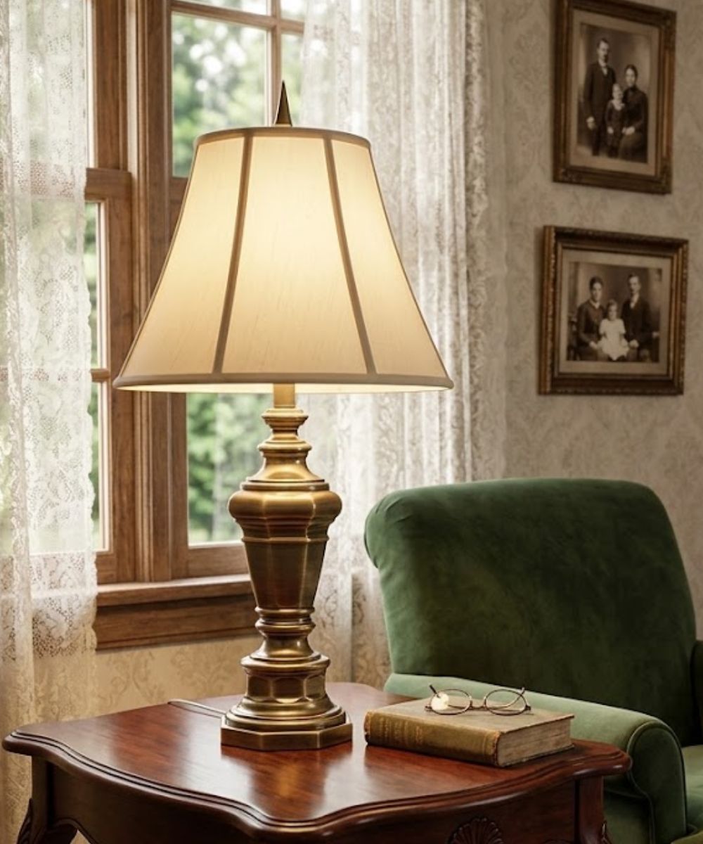 32"H 1-Light Table Lamp Antique Brass