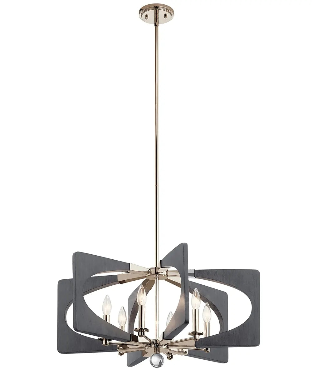 Alscar 28"W 6-Light Driftwood Grey Finish Modern Chandelier Light by Kichler