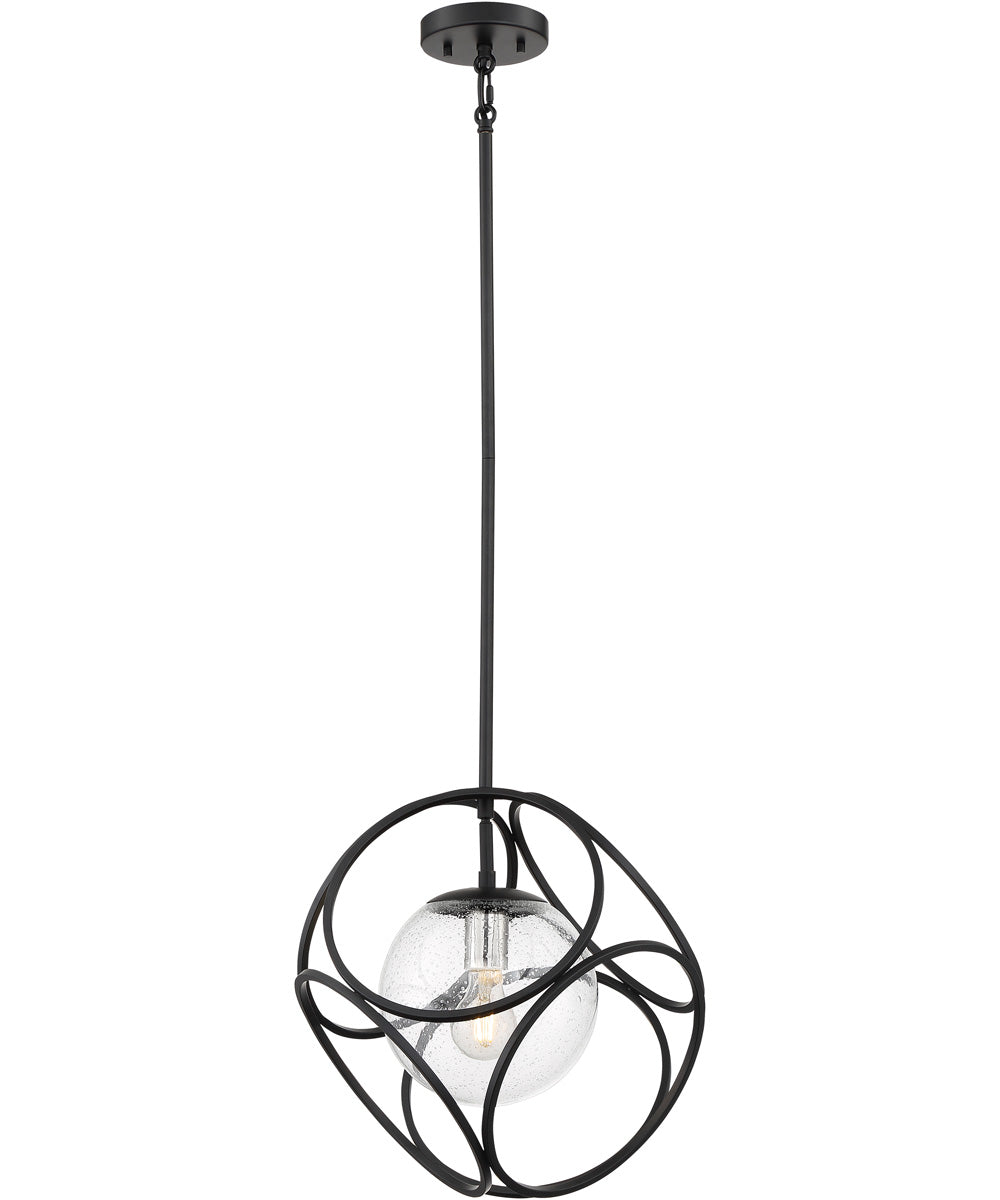 14"W Aurora 1-Light Pendant Black / Polished Nickel