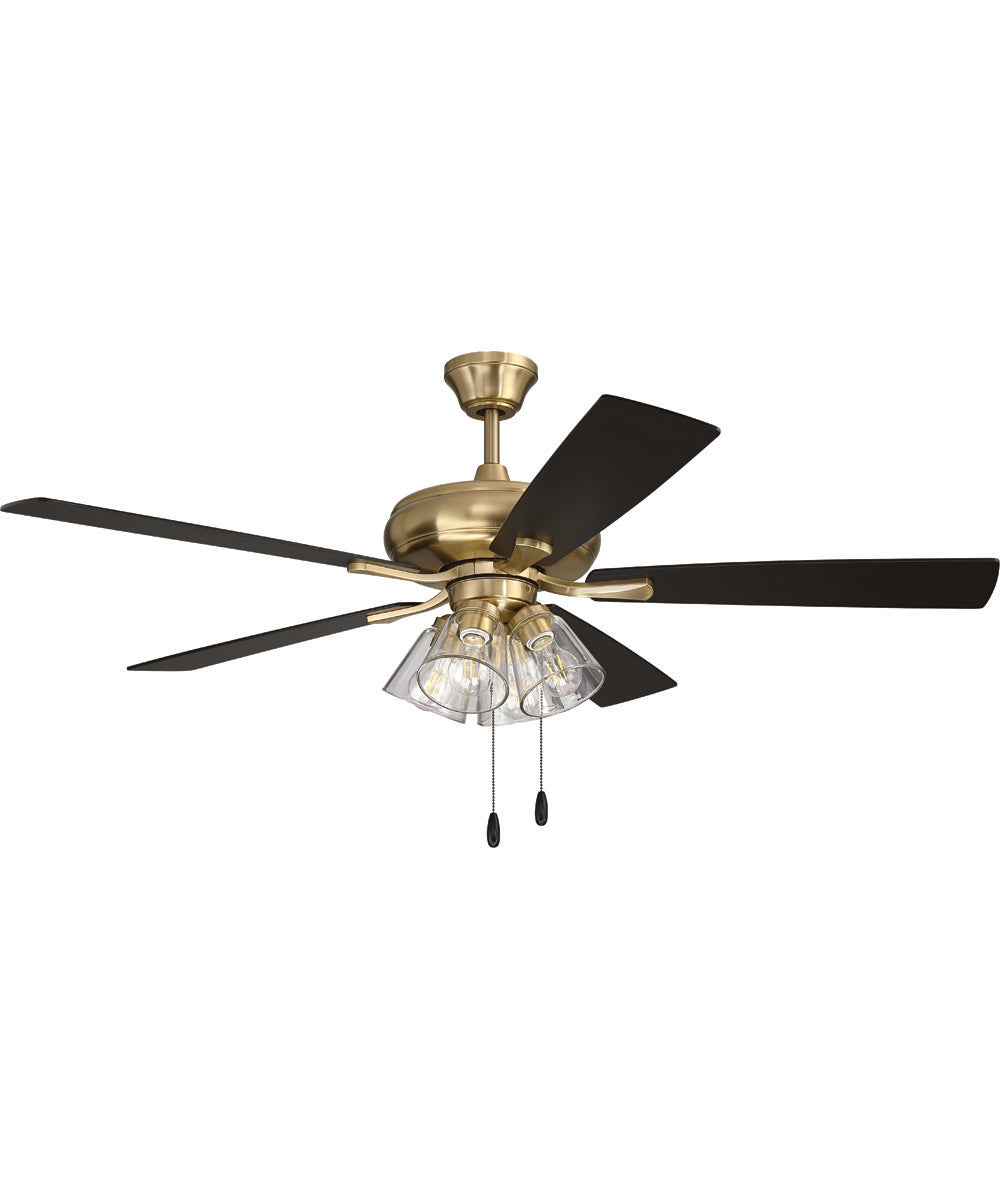 Eos Clear 4 Light 4-Light Fan Satin Brass