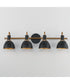 Dusk 4-Light Wall Sconce Black / Antique Brass