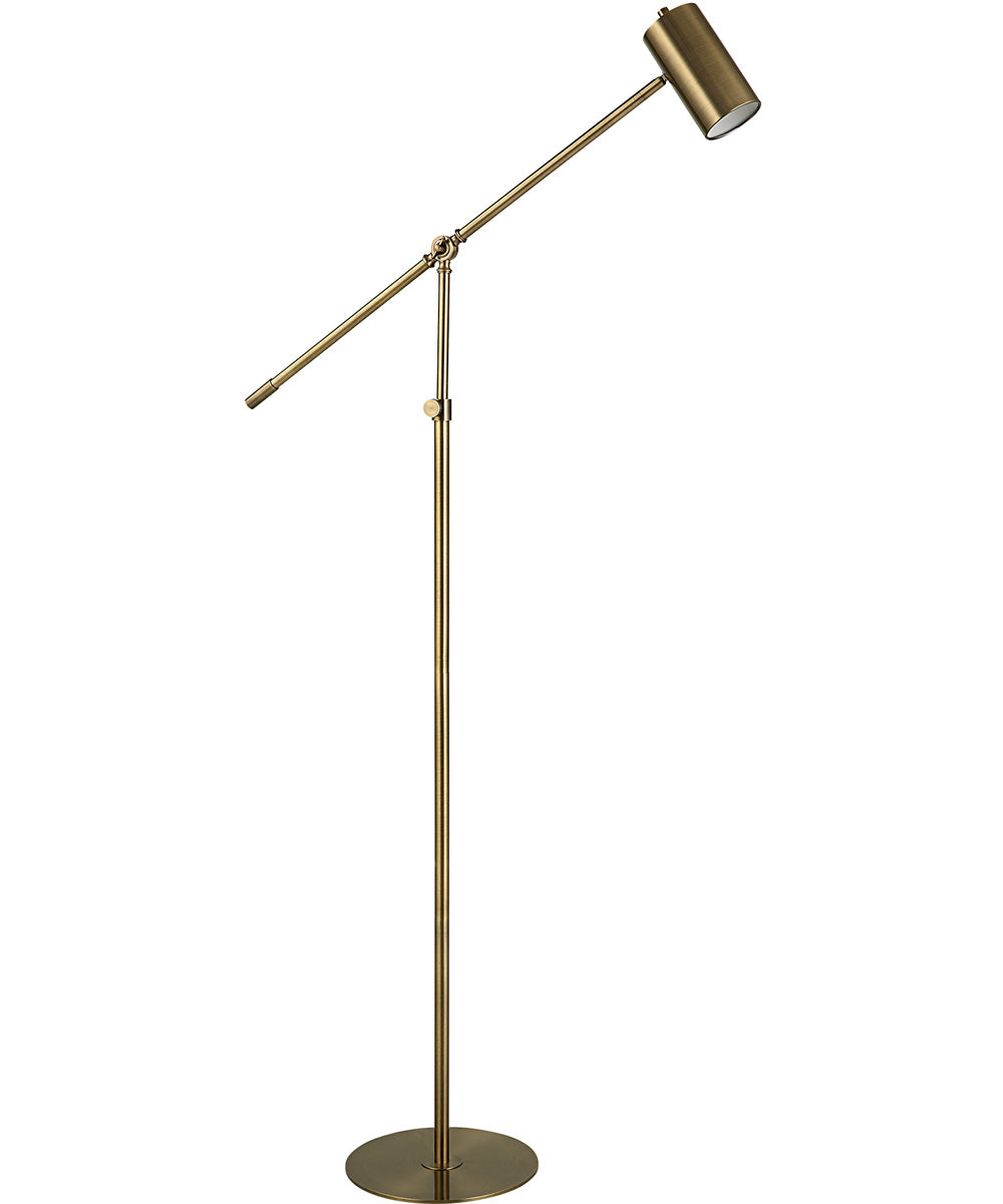 Adjustable Floor Lamp With Pivoting Shade in Antique Brass
