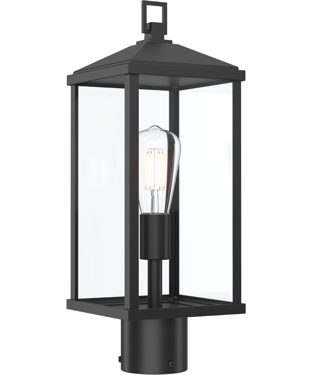 Cantley Outdoor Post Mount Lantern Light with Clear Glass Panels Matte Black