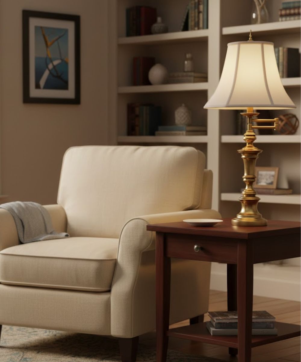 31"H Burnished Brass Signature by Stiffel Swivel Table Lamp, 3-Way