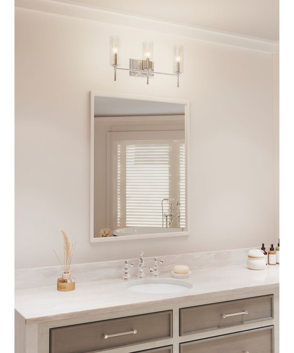 Elara 3-Light Clear Glass New Traditional Bath Vanity Light Brushed Nickel