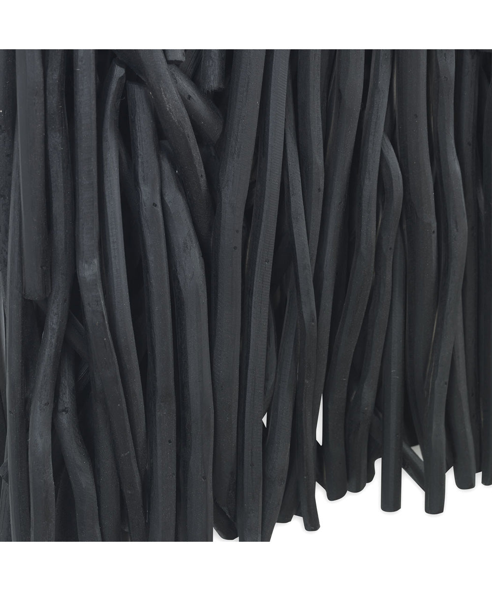 Gathered Teak Square Black Wood Wall Decor