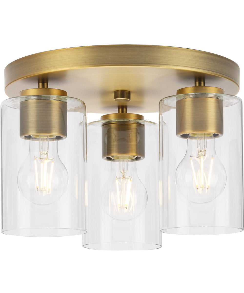 Cofield 12 in. 3-Light Flush Mount P350237 Vintage Brass