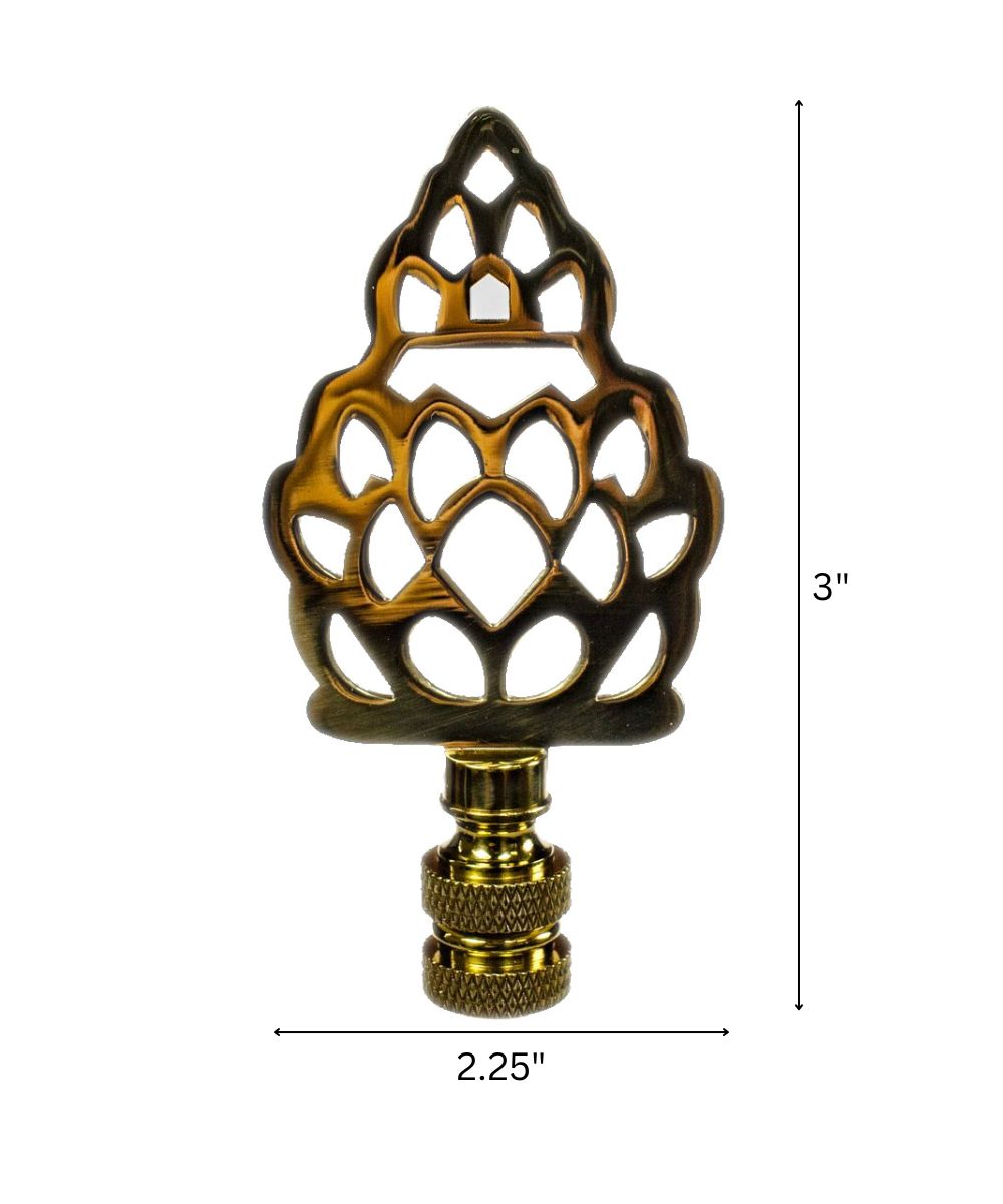 Polished Brass Pineapple Lamp Finial 3"h