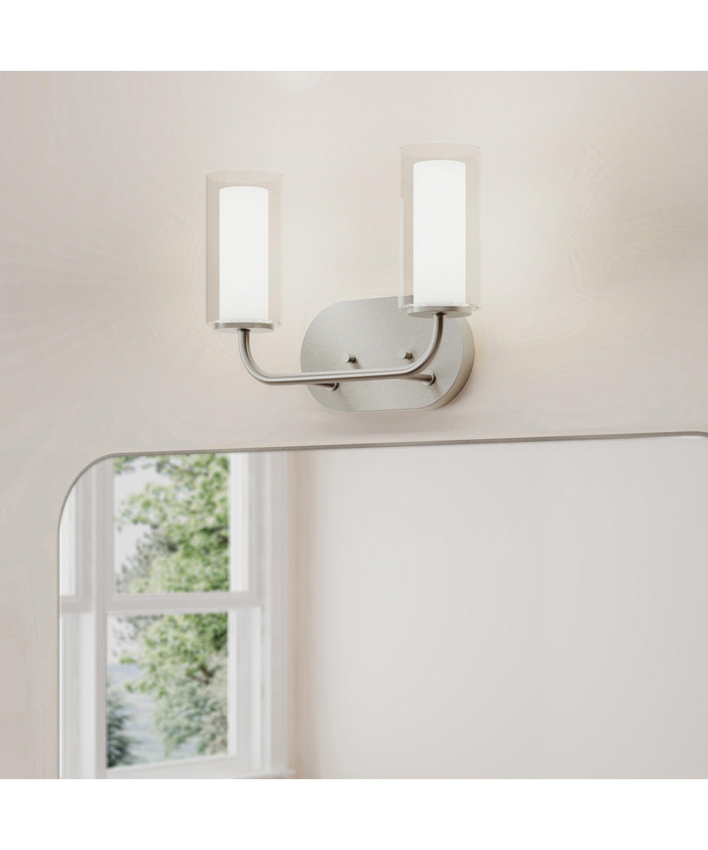 Mack 2-Light Vanity Light with Layered Glass Shades Brushed Nickel