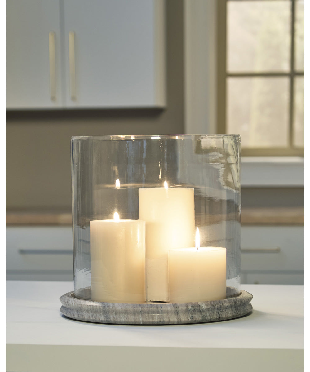 Saskia Candle Holder Clear/Beige