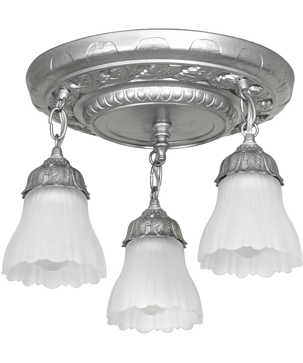 16" Wide Victorian Ruffle 3 Light Semi-Flushmount