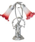 16" High Pink/White Tiffany Pond Lily 2 Light Trellis Girl Accent Lamp
