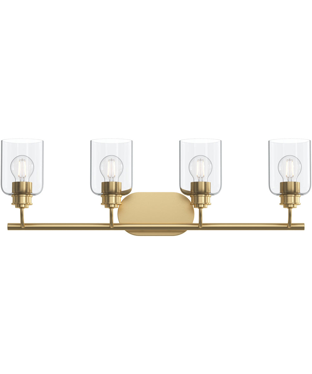 Reines 4-Light Bath Vanity with Clear Glass Shades Brushed Gold